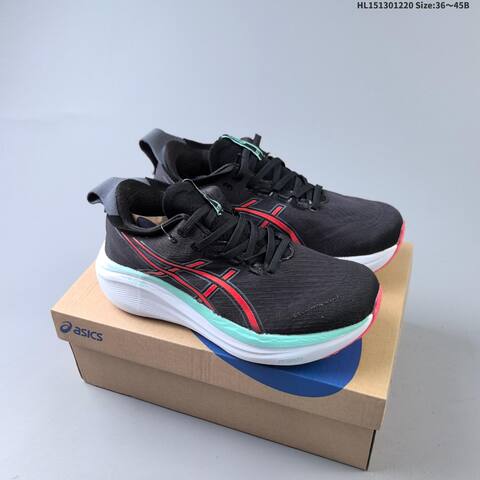 ASICS Gel-Nimbus 27 Black Red Mint White EU 36-45 Running Shoe Running Sneakers - Unisex (BS-69137)