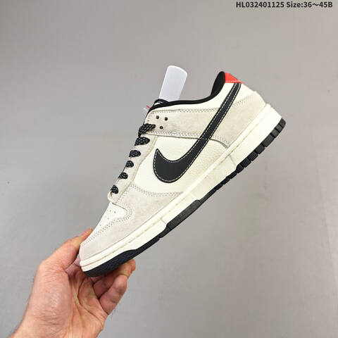 Nike SB Dunk Low Supreme Light Grey Black Red White EU 36-45 Skate Shoe - Unisex (BS-63114)