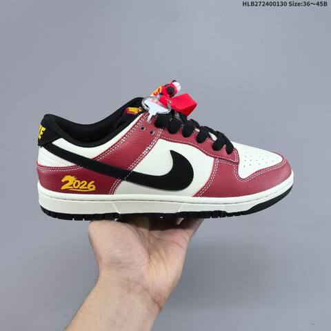 Nike Dunk Low Retro DIY 2026 Year Of The Horse Sail Red Black Yellow EU 36-45 Skate Shoe - Unisex (BS-61642)
