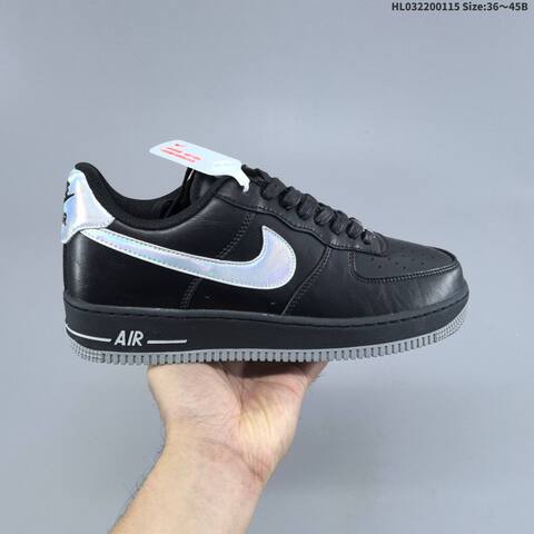 Nike Air Force 1 07 LV8 Black White Iridescent Silver EU 36-45 Sneaker - Unisex (BS-61981)