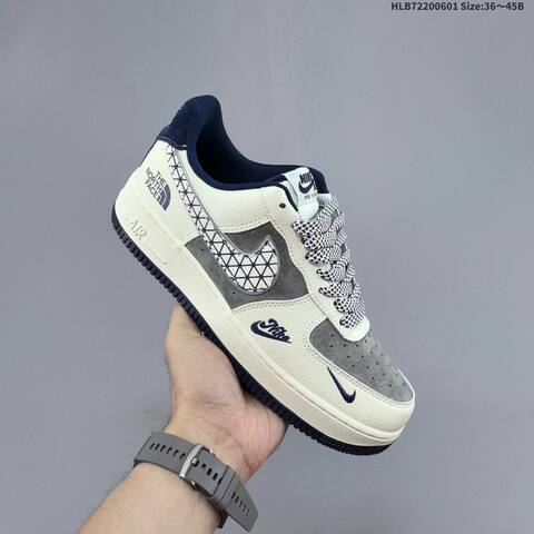 Nike Air Force 1 07 LV8 JR8888 004 Off White Grey Navy Blue EU 36 45 Skate Shoe EU 36-45 - Unisex (BS-60007)