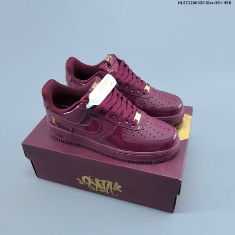 Nike Air Force 1 Low Black Grey White Burgundy Gold EU 36-45 Sneaker - Unisex (BS-61134)