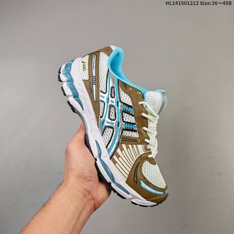 ASICS Gel-Kayano 12 1 White Brown Silver Light Blue EU 36-45 Running Shoe Running Sneakers - Unisex (BS-69162)