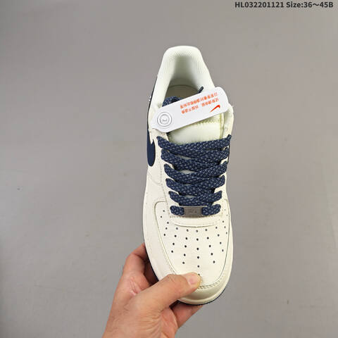 Nike Air Force 1 07 LV8 SM6668-122 Sail Navy Blue White EU 36-45 Sneaker - Unisex (BS-63333)