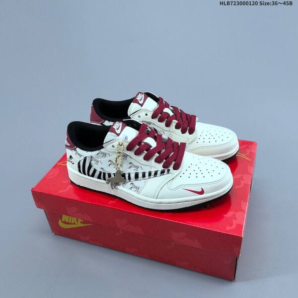 Nike Air Jordan 1 white/burgundy/tan/gray 36~45 casual lifestyle