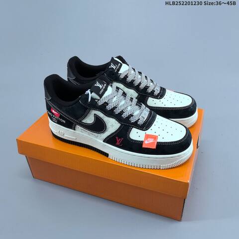Nike Air Force 1 07 LV8 Black Off White Orange Red EU 36-45 Sneaker - Unisex (BS-62313)
