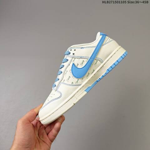 Nike Dunk Low Stussy Supreme Custom Sail University Blue Red EU 36-45 Skate Shoe - Unisex (BS-63880)