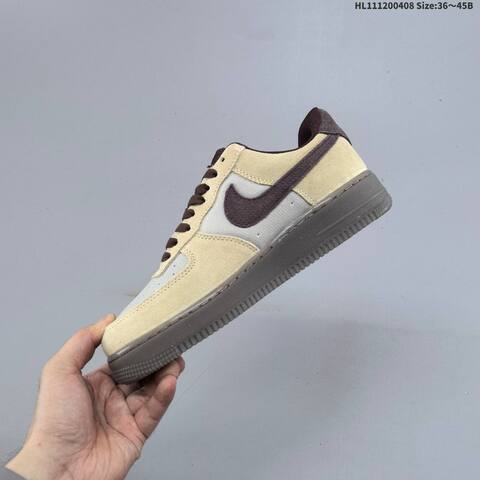 Nike Air Force 1 Low Beige Light Grey Dark Brown EU 36-45 Sneaker - Unisex (BS-60898)