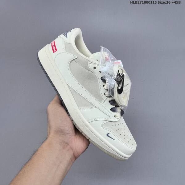 Nike Air Jordan 1 white/cream/black with red Supreme-style accents 36~45B lifestyle