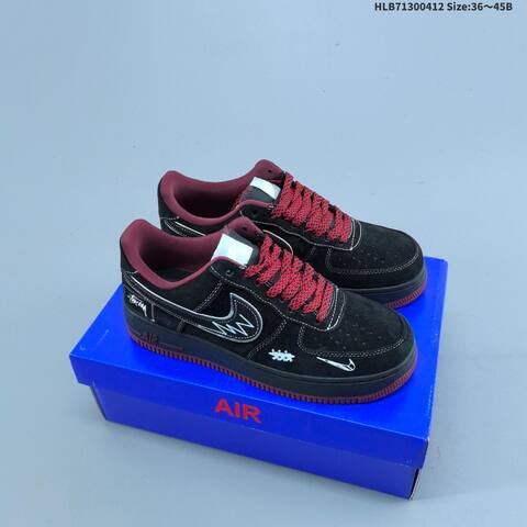 Nike Air Force 1 Low Black Burgundy White Dark Green Beige EU 36-45 Sneaker - Unisex (BS-60787)