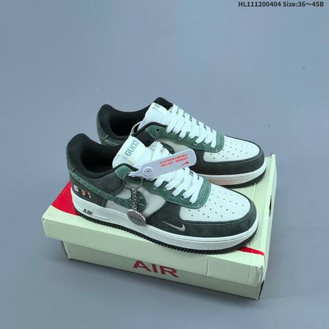 Nike Air Force 1 Low Dark Green Light Green Off White Black EU 36-45 Sneaker - Unisex (BS-60940)