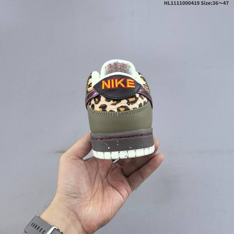 Nike SB Dunk Low Pro Cream Olive White Burgundy Leopard EU 36-47 Skate Shoe - Unisex (BS-60642)