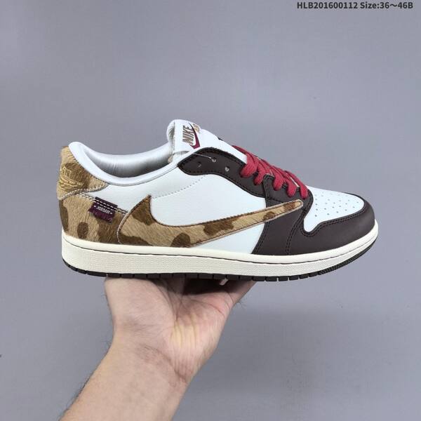 Nike Air Jordan 1 Low OG white/black-brown with burgundy laces and camo accent 36~46 lifestyle