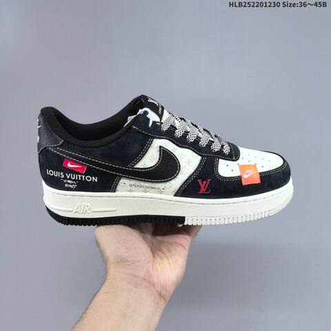 Nike Air Force 1 07 LV8 Black Off White Orange Red EU 36-45 Sneaker - Unisex (BS-62313)