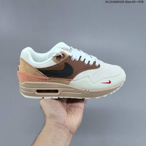 Nike Air Max 1 White Brown Black Beige Red EU 36-47 Sneaker - Unisex (BS-62214)