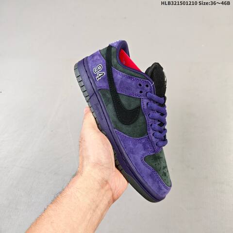 Nike SB Dunk Low Pro Supreme Purple Black EU 36-46 Skate Shoe - Unisex (BS-62795)