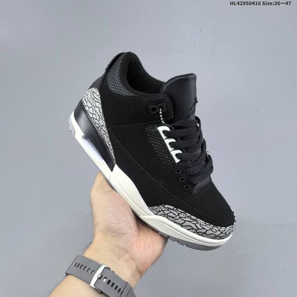 Jordan Air Jordan 3 Retro black/white/grey 36~47 basketball