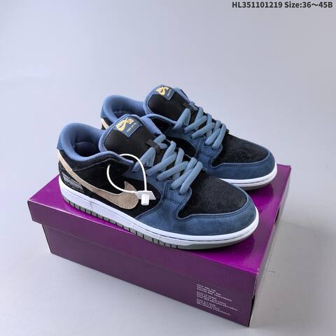Nike SB Dunk Low Pro HF3063-002 Black Navy Blue Beige White EU 36-45 Skate Shoe - Unisex (BS-62566)