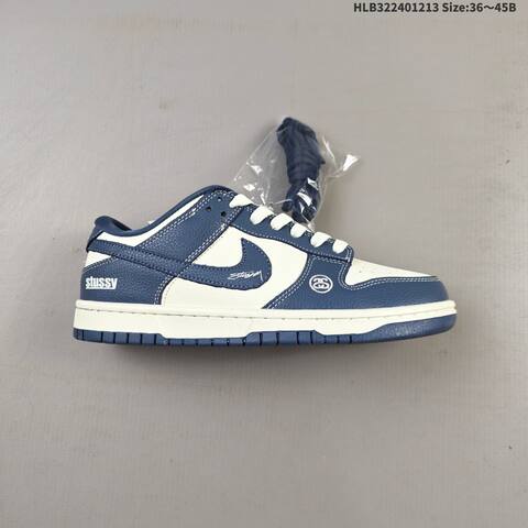 Nike SB Dunk Low Retro DIY Stussy Sail Navy Blue White EU 36-45 Skate Shoe - Unisex (BS-62720)
