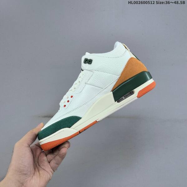 Jordan Air Jordan 3 Retro white/green/orange 36~48.5 basketball
