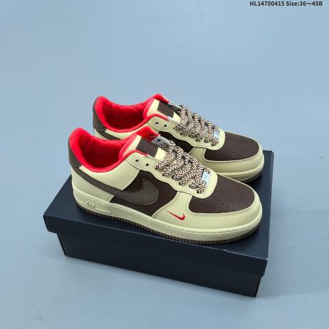 Nike Air Force 1 07 Low Beige Brown Red EU 36-45 Sneaker - Unisex (BS-60713)