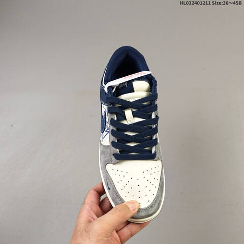Nike SB Dunk Low Retro DIY Sail Navy Blue White Grey EU 36-45 Skate Shoe - Unisex (BS-62781)