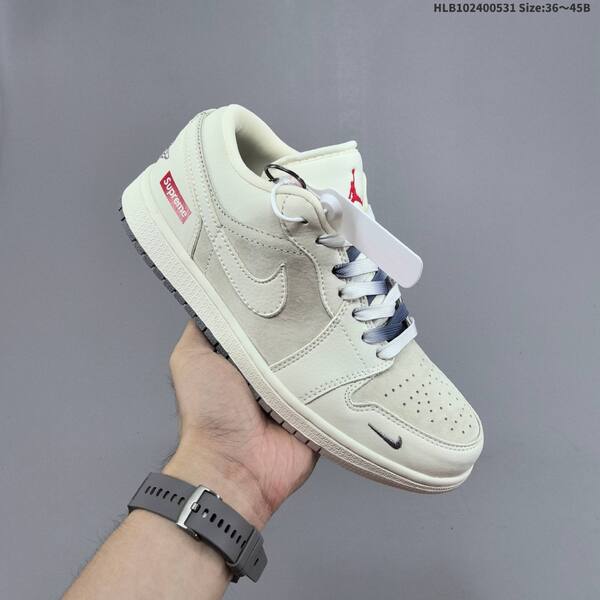 Jordan Air Jordan 1 Low cream/white with grey and red accents 36~45 casual