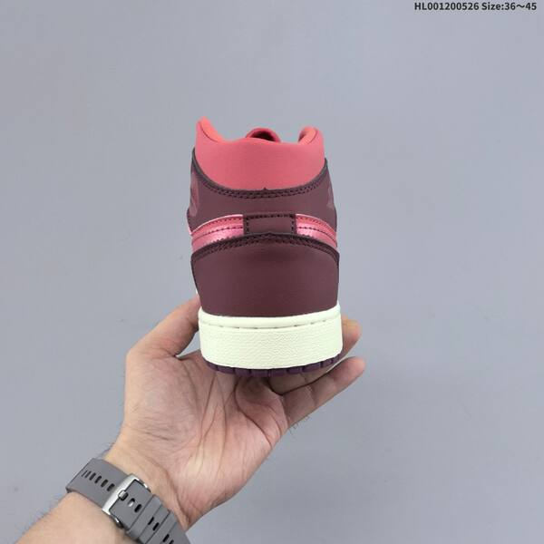 Jordan Air Jordan 1 Mid SE pink and burgundy valentine's day 36~45 casual