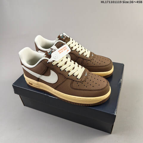 Nike Air Force 1 07 Brown Off White Dark Green Pale Yellow EU 36 45 Sneaker EU 36-45 - Unisex (BS-63480)