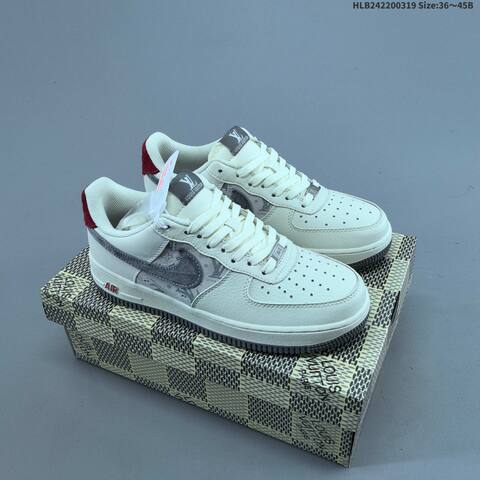 Nike Air Force 1 07 LV8 HS6188-134 Off White Grey Red EU 36-45 Skate Shoe - Unisex (BS-61245)