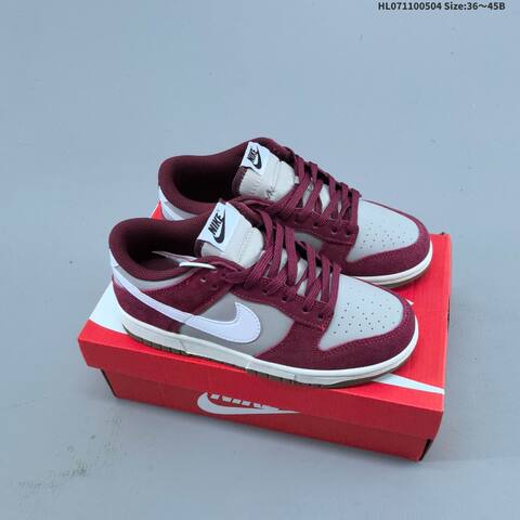 Nike Dunk SB Low Grey Burgundy White Sail Gum Brown EU 36-45 Skate Shoe - Unisex (BS-60535)