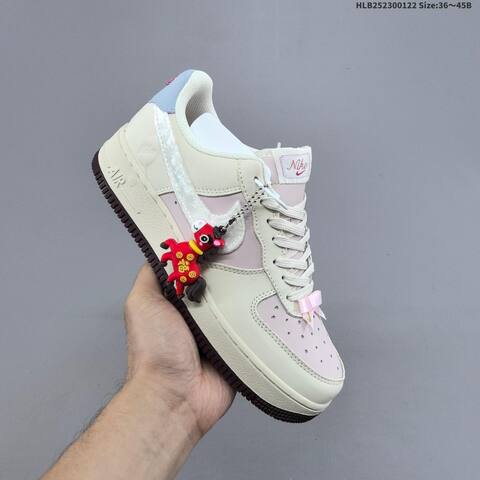 Nike Air Force 1 07 Low Beige Light Pink Light Blue Dark Brown White EU 36-45 Sneaker - Unisex (BS-61838)