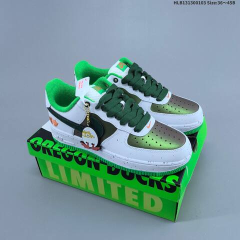 Nike Air Force 1 07 Low Oregon Ducks White Dark Green Bright Green Orange EU 36-45 Sneaker - Unisex (BS-62262)