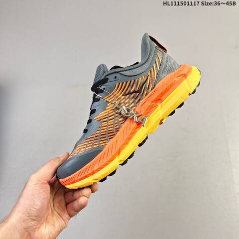 HOKA ONE ONE Mafate Speed 4 Grey Orange Yellow Black EU 36-45 Trail Shoe Trail Running Sneakers - Unisex (BS-69477)