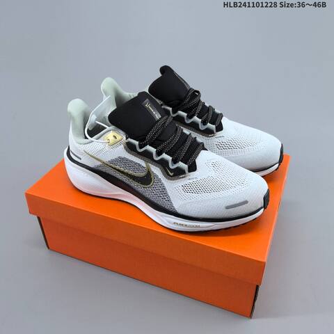 Nike Air Zoom Pegasus 41 White Black Gold Light Green EU 36-46 Running Shoe - Unisex (BS-62363)