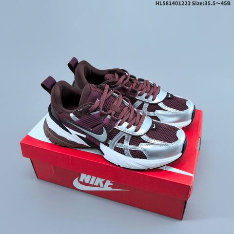 Nike V2K Run Burgundy Silver White Brown EU 35 5-45 Running Shoe - Unisex (BS-62498)