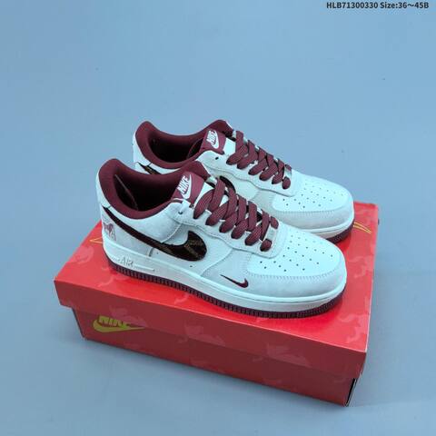 Nike Air Force 1 07 Low Off White Red Silver Burgundy Black EU 36-45 Sneaker - Unisex (BS-61023)