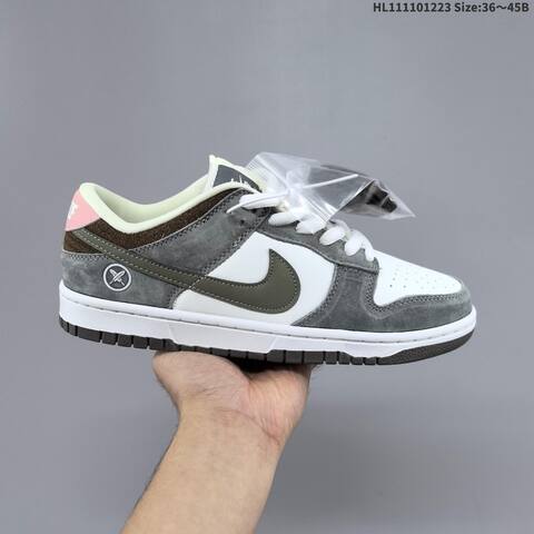 Nike SB Dunk Low White Grey Dark Olive Pink EU 36-45 Skate Shoe - Unisex (BS-62504)