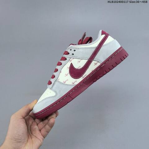 Nike SB Dunk Low Off White Light Grey Burgundy Red EU 36-45 Skate Shoe - Unisex (BS-61952)