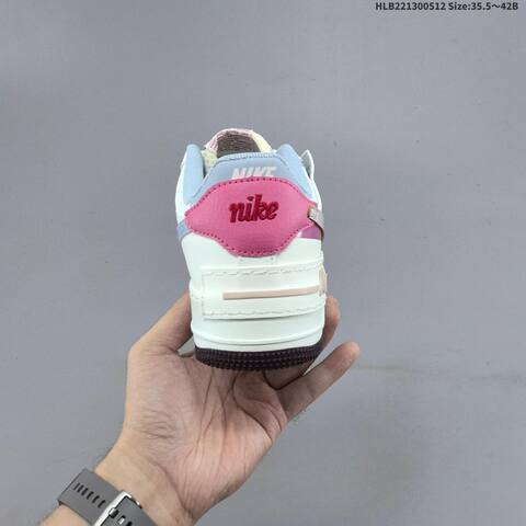 Nike WMNS Air Force 1 Shadow Off White Light Blue Pink Dark Brown EU 35 5-42 Sneaker - Unisex (BS-60394)