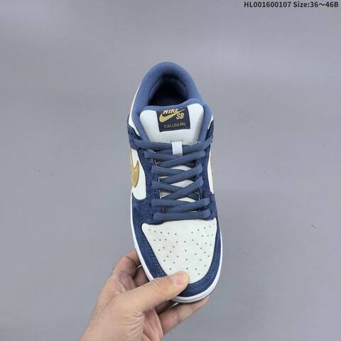 Nike SB Dunk Low Pro Navy Blue Off White Gold White EU 36-46 Skate Shoe - Unisex (BS-62174)