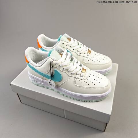 Nike Air Force 1 07 Off White Teal Orange Mint EU 36 45 Sneaker EU 36-45 - Unisex (BS-62978)
