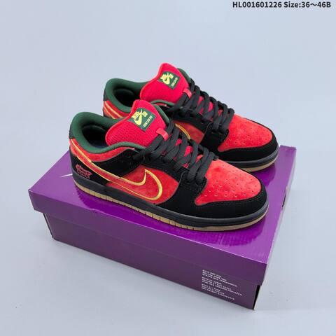 Nike SB Dunk Low Pro Red Black Green Yellow Gum EU 36-46 Skate Shoe - Unisex (BS-62440)