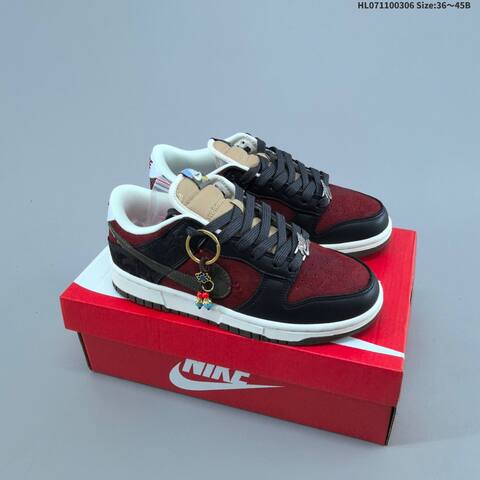 Nike SB Dunk Low CNY Pegasus Pack Black Burgundy Dark Olive Sail EU 36-45 Skate Shoe - Unisex (BS-61462)