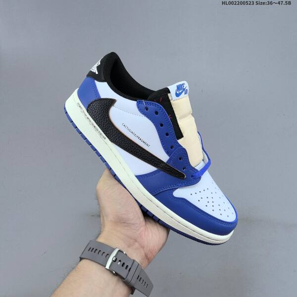 Jordan Travis Scott x Fragment Design x Air Jordan 1 Low OG SP White/Black/Royal Blue EU 36-47.5 casual