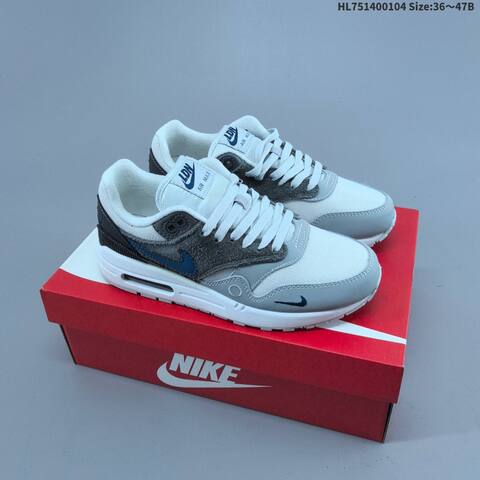 Nike Air Max 1 White Grey Blue Neon Volt Navy Green EU 36-47 Sneaker - Unisex (BS-62252)
