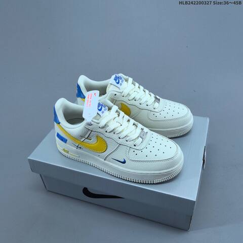 Nike Air Force 1 07 FZ1151-100 Off White Yellow Blue EU 36-45 Sneaker - Unisex (BS-61098)
