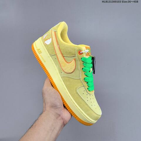 Nike Air Force 1 07 Low Oregon Ducks White Dark Green Bright Green Orange EU 36-45 Sneaker - Unisex (BS-62262)