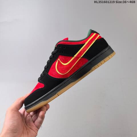 Nike SB Dunk Low Pro Red Black Green Gold Gum EU 36-46 Skate Shoe - Unisex (BS-62565)