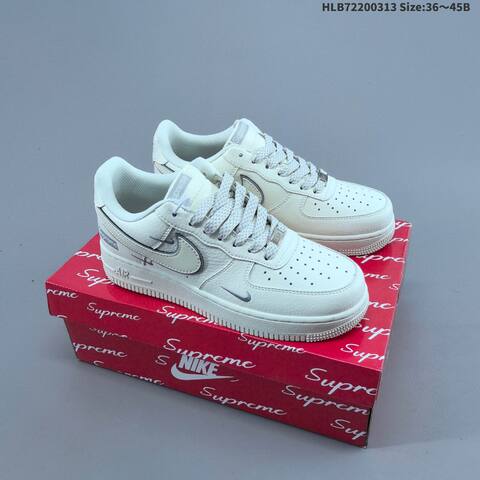 Nike Air Force 1 Low Supreme Off White Light Grey EU 36-45 Sneaker - Unisex (BS-61330)